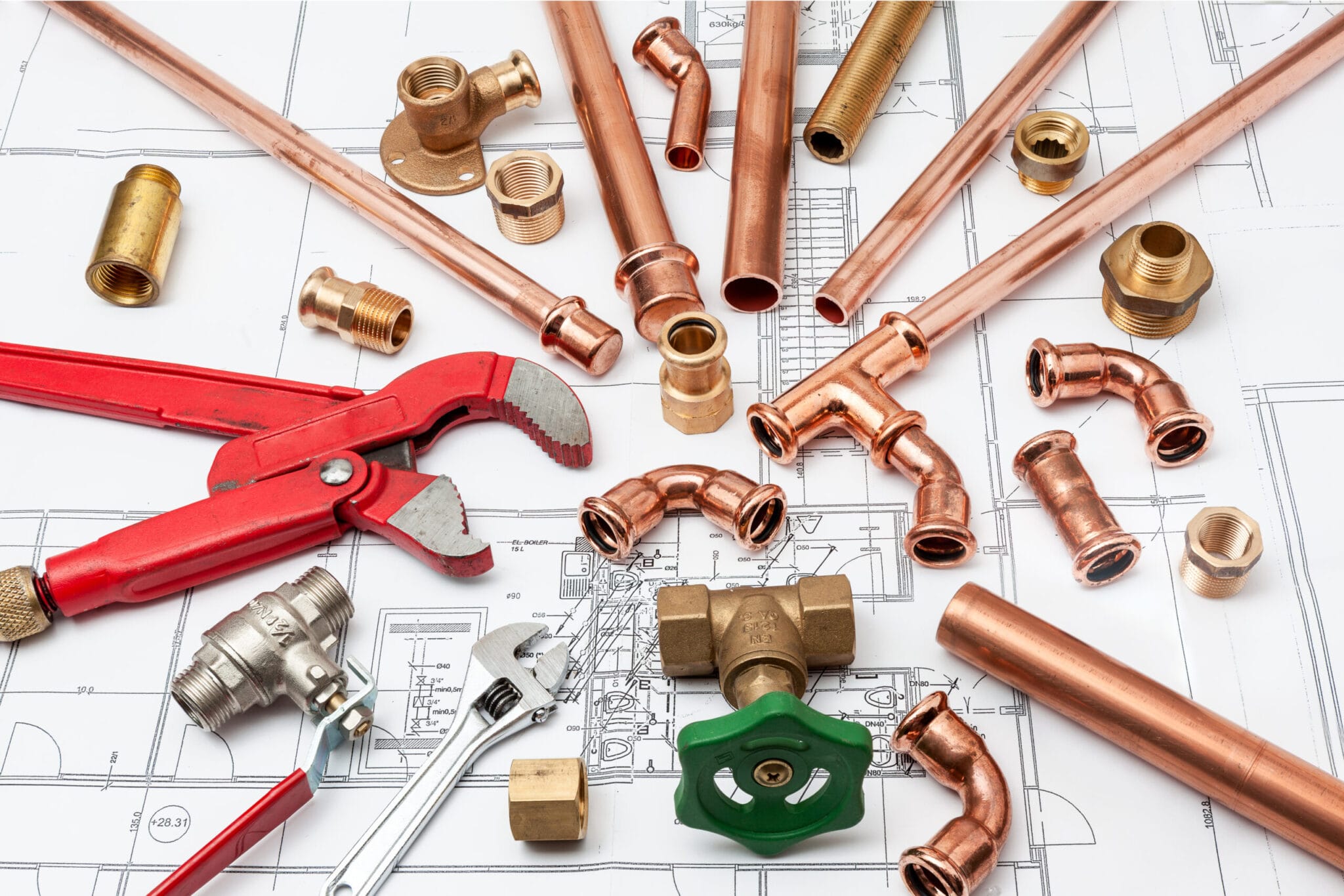 Copper pipe fittings and plumbing parts for DeBary, Florida repairs