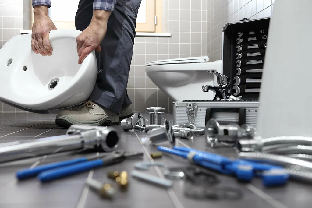 Plumbing tools prepared for a bathroom repair in DeBary